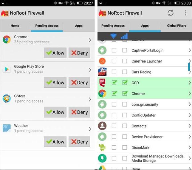 Firewall pentru Android: tipuri de aplicații și capabilitățile acestora