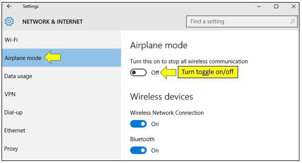 Cum dezactivez modul Avion (Windows 10)? adresare